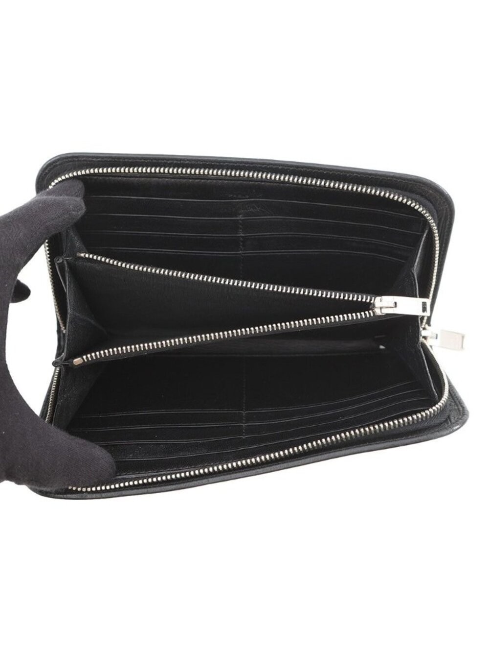 Saint Laurent Paris Wallet Zip Around Croco Embossed Leather Black - Picture 4 of 10